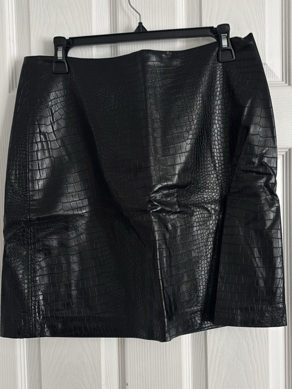 Calvin Klein Black Faux Croc Mini Skirt